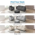 thumbnail image 2 of Mjkone 2 Pieces Living Room Furniture Sets,Linen Sectional Sofas and Couches Set with Storage Ottoman for Living Room, 3-Seater + Accent Chair + Ottoman,Beige, 2 of 9