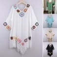thumbnail image 5 of Bikini Cover Up Hollow Out Crochet Patchwork Summer Loose-fitting Sun Protection Swimwear Tunic for Beach, 5 of 7