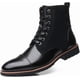 thumbnail image 1 of Botas impermeables, botines para hombre, botas casuales de felpa cálidas para hombre, puntera cuadrada con empalme, zapatos de negocios para hombre, 1 of 5
