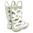 thumbnail image 3 of Hudson Baby Boys Rain Boots, Neutral Sage Dinosaurs, 4 Toddler, 3 of 4