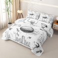 thumbnail image 3 of Castle Fairy Minimalism Basketball Quilt King,Sport Graffiti King Coverlet Set,Black White, 3 of 7