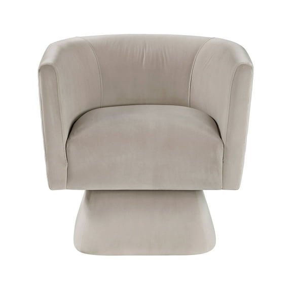 Newboti Furniture 1pc Swivel Chair Taupe Velvet Fabric Upholstery Solid Wood Diamond Pattern Stitched Back Comfort Chair Living Room Furniture 60639