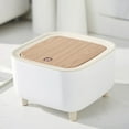 thumbnail image 4 of Mini Can With Lid Countertop Small Desktop Garbage Cans Cute Tiny Can With Lid Bedroom Garbage Can With Push Button White Square, 4 of 6