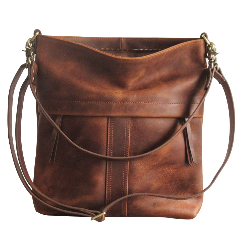 PU Leather Crossbody Tote Handbag Large Womens Retro Sling Shoulder Bag 