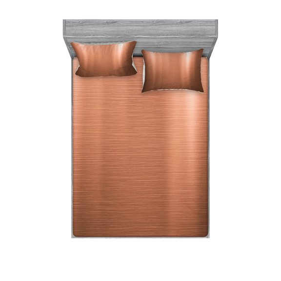 Ambesonne Abstract Fitted Sheet & Pillow Sham Set, Industrial Modern, Full, Pale Coral Chocolate