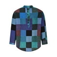 thumbnail image 2 of WREESH Men's Shirts Cotton and Linen Jacket Long Sleeve Printing Shirt Button Cardigan Blue, 2 of 6