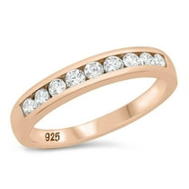 CHOOSE YOUR COLOR White CZ Rose Gold-Tone Ring .925 Sterling Silver Band Jewelry Female Size 9