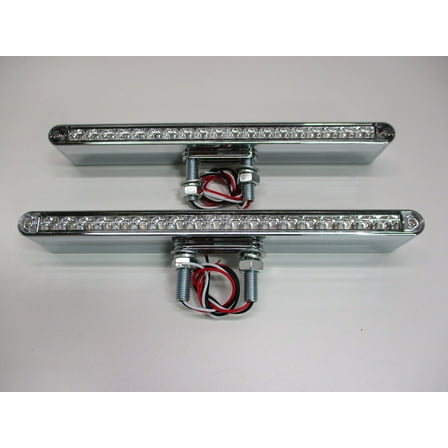 Pair of 12"L 19 LED Clear Red / Amber Double Face Truck Semi Trailer Light Bars
