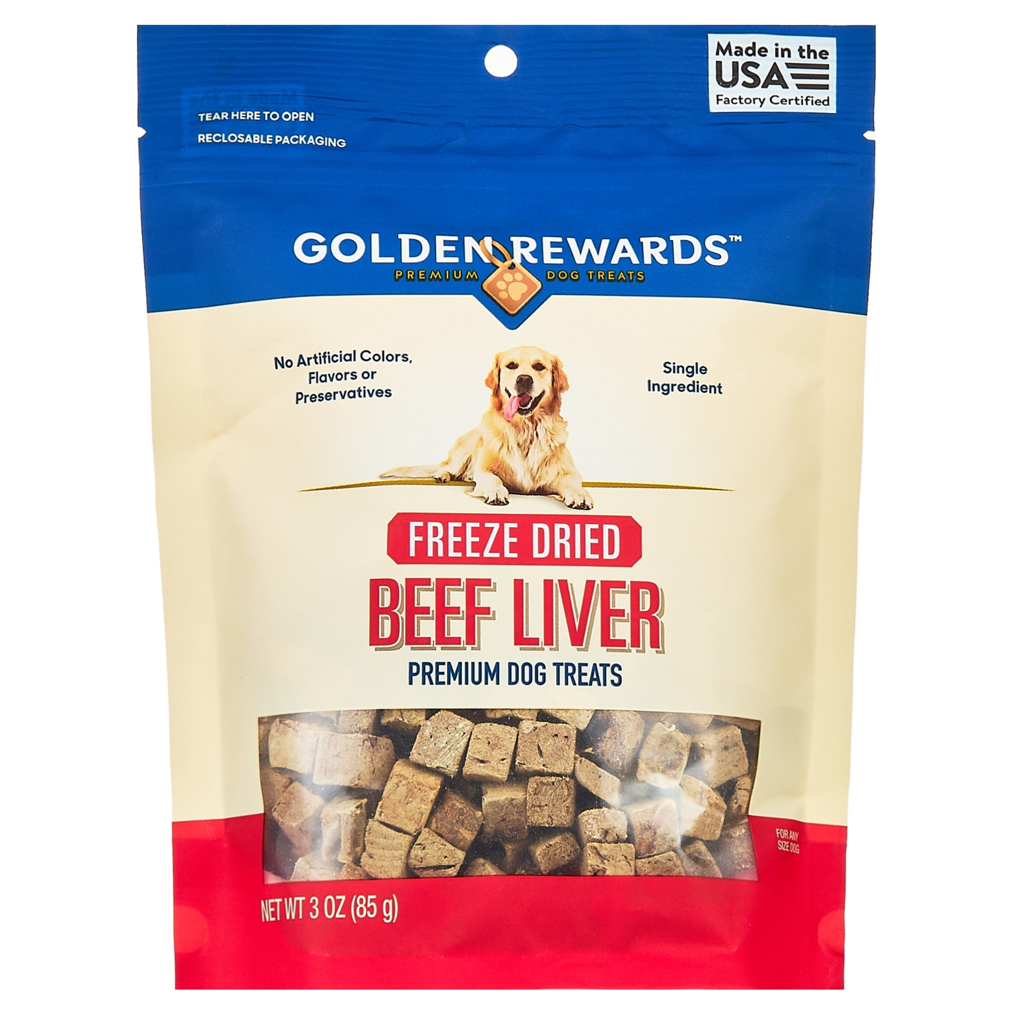 Golden Rewards Freeze Dried Beef Liver Dog Treats, 3 oz