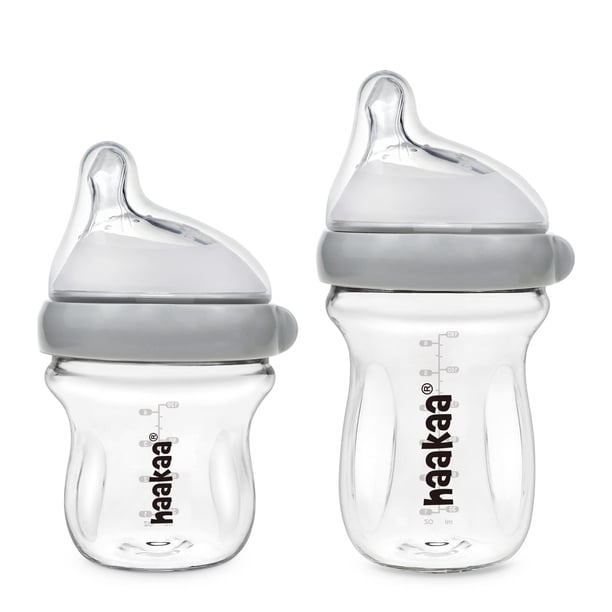Set de biberones haakaa Gen.3 de vidrio natural de 125 ml y 180 ml