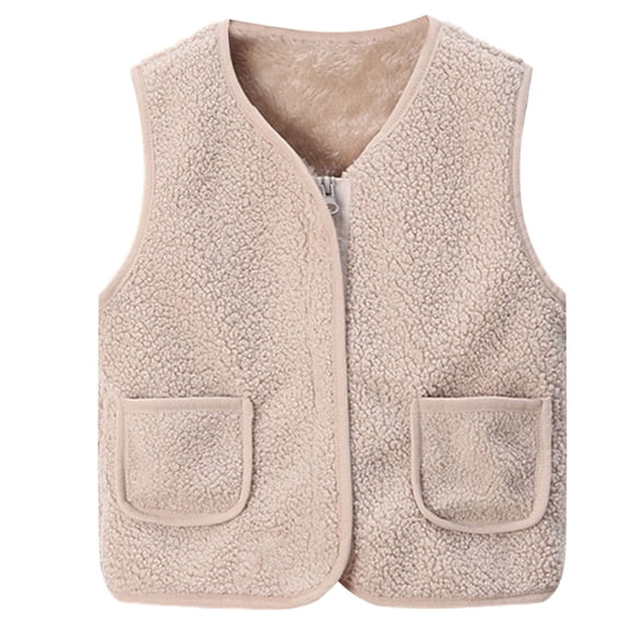 Toddler Baby Boy Girl Fleece Vest Fuzzy Sherp𝐚 Fleece Lined Sleeveless Waistcoat Fall Winter Faux Fu𝐫 Jacket with Pocket Coat
