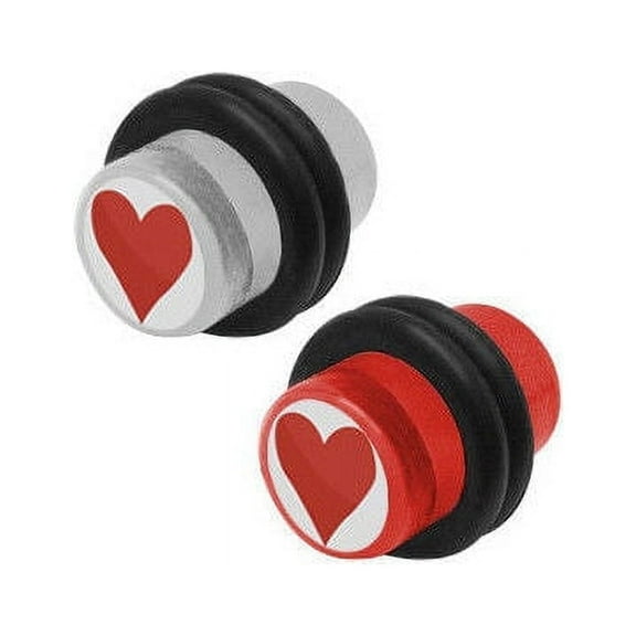 Pair of Sweet Heart Love Logo Acrylic Ear Plugs - 2 Gauge and 2 Colors Available