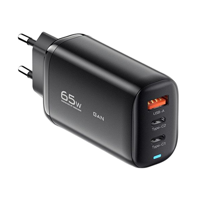 Cargador USB tipo C de 65 W para computadora portátil/teléfono móvil Ipad/auriculares/PS5 (enchufe KR negro) Ehuebsd Para estrenar