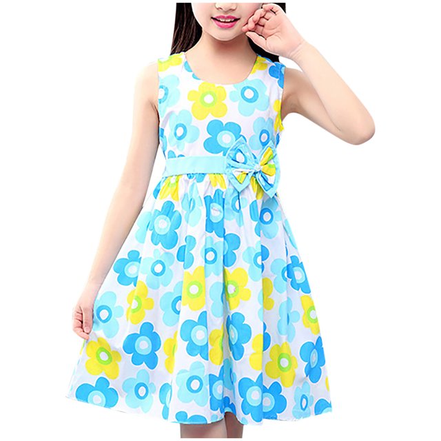 LOVZFMLL Robe de Princesse Imprimée de Noël pour Enfants et Filles 4-14 Ans Manches Longues Col Rond