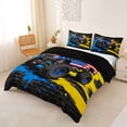 thumbnail image 3 of Castle Fairy Graffiti Monster Truck Duvet Cover Set for Teens, American Flag Print Bedding Full for Boys Bedroom, Red Blue,Black Reversible,3pcs,No Comforter, 3 of 6