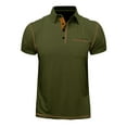 thumbnail image 5 of YYDGH Men's Summer Polo Shirts Lapel V Neck Short Sleeve Tees Casual Solid Color Trendy Button Collared Slim Fit Tops Pocket, 5 of 9