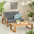 thumbnail image 2 of Christopher Knight Home Eartha Outdoor Loveseat Set with Coffee Table, Teak Finish, Dark Gray, 2 of 9