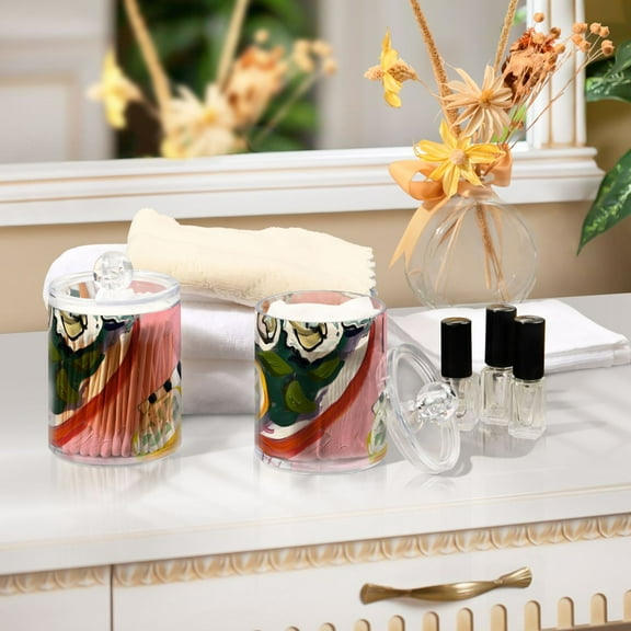 Ckdifva Painting Of Salad Storage Jar with Lid Acrylic Organization Storage Containers Set of 2