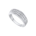 thumbnail image 1 of FB Jewels 14kt White Gold Mens Round Diamond 2-row Wedding Anniversary Band Ring 1/4 Cttw Size 10, 1 of 1