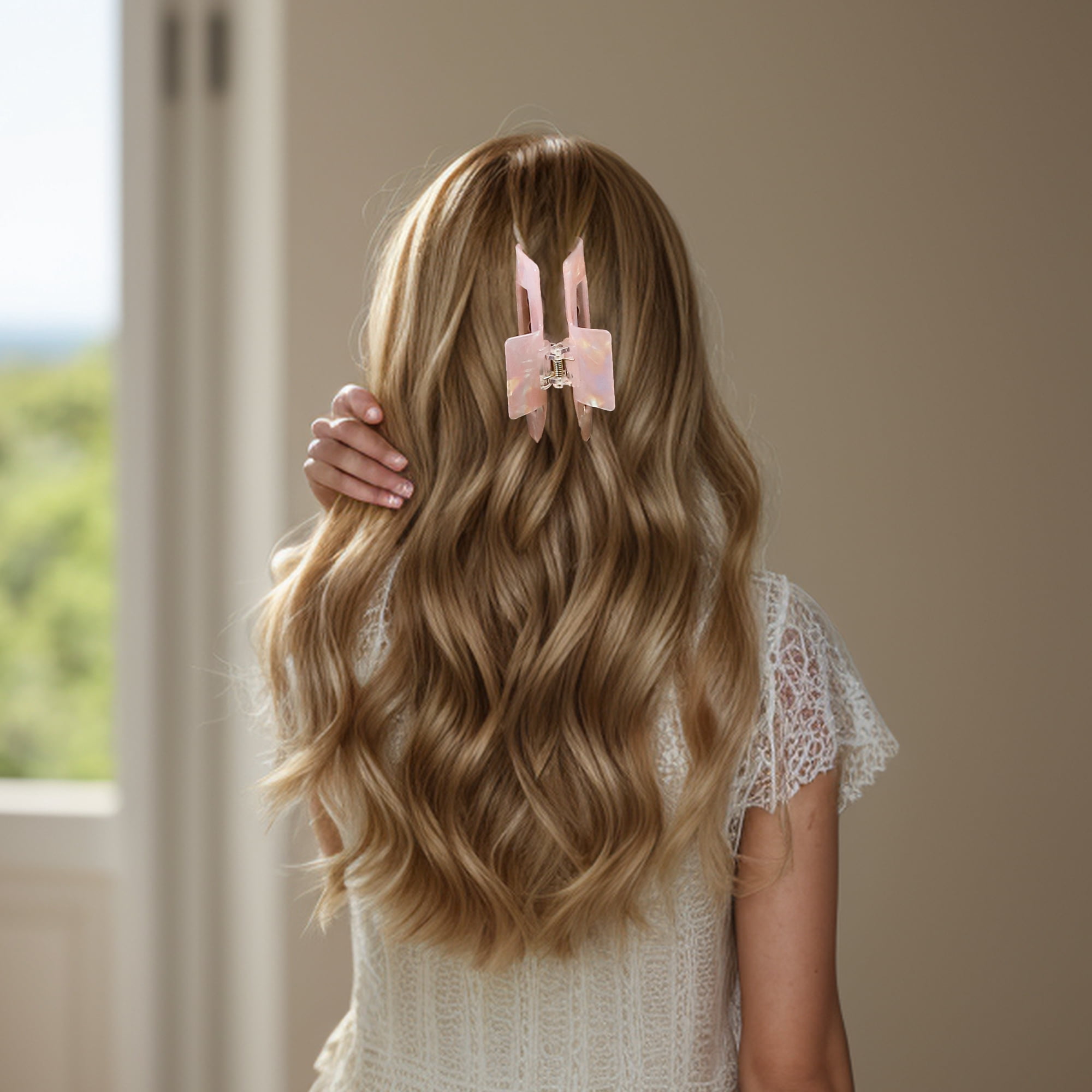 Unique Bargains Acetic Acid Tortoise Hair Claw Clips and Girls Pink