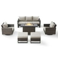 thumbnail image 3 of POCASSY 6PCS Outdoor Furniture Set with Fire Pit Table - All Weather Patio Conversation Set with Brown Wicker Outdoor Swivel Chairs and 41" Propane Firepit Table for Balcony, Porch, Garden - Beige, 3 of 14
