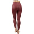 thumbnail image 4 of Womens High Waist High Shine Faux Leather Disco Ankle Leggings, 4 of 4