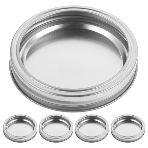 NICEXMAS 5 Sets Round Metal Regular Mouth Canning Lids Silver for Daily Use