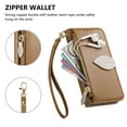 thumbnail image 3 of For iPhone 17 Wallet Phone Case,PU Leather Flip Fold Kickstand,With Wrist Strap+Shoulder Strap,Card Holder,Zipper Pocket,Leaf Design Magnetic Closure Shockproof Durable Phone Case,Brown, 3 of 14