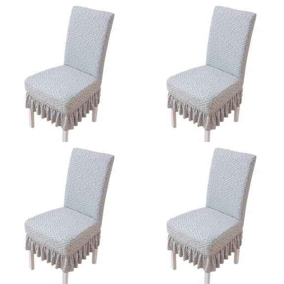 4Pcs Ruffled Skirt Dining Room Chair Slipcovers, Modern Solid Color Chair Covers Stretch Kitchen Chair Protectors for Hotel Ceremony Banquet, Washable Cover,18x21.6x18 Inch