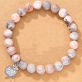 thumbnail image 1 of Con tarjeta Pulsera de cuentas de piedra de cebra en polvo de 8 mm, regalo navideño, pulsera de cuentas de amistad y amor para hombres y mujeres, 1 of 6