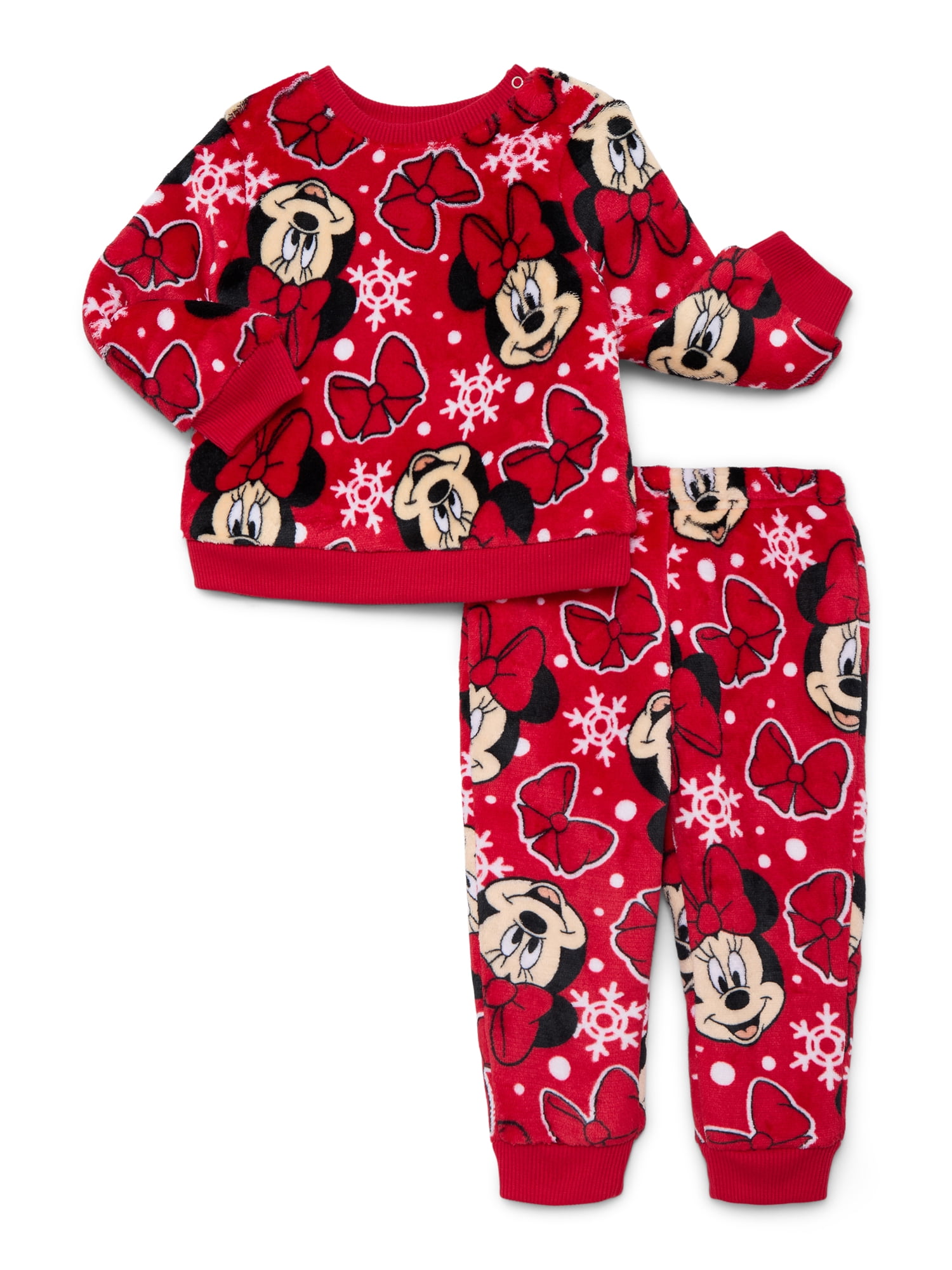 Minnie Mouse Toddler Girls Plush Print Sweatshirt and Pants Set, 2-Piece, Sizes 12M-5T