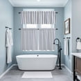thumbnail image 3 of Navy Blue Striped Kitchen Curtains, Navy Blue White Stripes Farmhouse Kitchen Curtains and Valances Set of 3, Light Filtering Tailored Tier Curtain 24 Inch Length Drapes for Cafe Sink Bedroom, 3 of 8