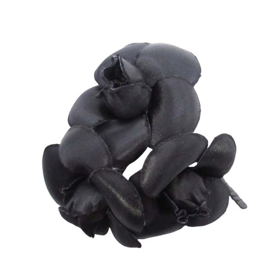 Pre-Owned CHANEL Three-Strand Camellia Corsage Pin Brooch Formal Accessory Black Women's