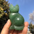 thumbnail image 2 of Nice Nephrite Stone Carved Jade cat Sculpture healing Natural Crystal quartz Hand carved kitty Animal Art stattue table Ornament home decor, 2 of 9
