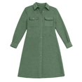 thumbnail image 6 of Yigetop Long Button Down Shirts for Women, Womens Button Down Shirts Solid Color Coat Long Sleeve Casual Lapel Collared Work Loose Long Blouses Pocket Plus Size Shirt Dress Green M, 6 of 8