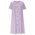 thumbnail image 4 of LADIGASU Women'sShort Sleeved Solid Casual Round Neck Dress Knee Buttons Length Dresses, 4 of 6