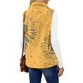 thumbnail image 4 of Women's Retro Print Warm Fleece Lined Cardigan Vest Coat Orange S, 4 of 7