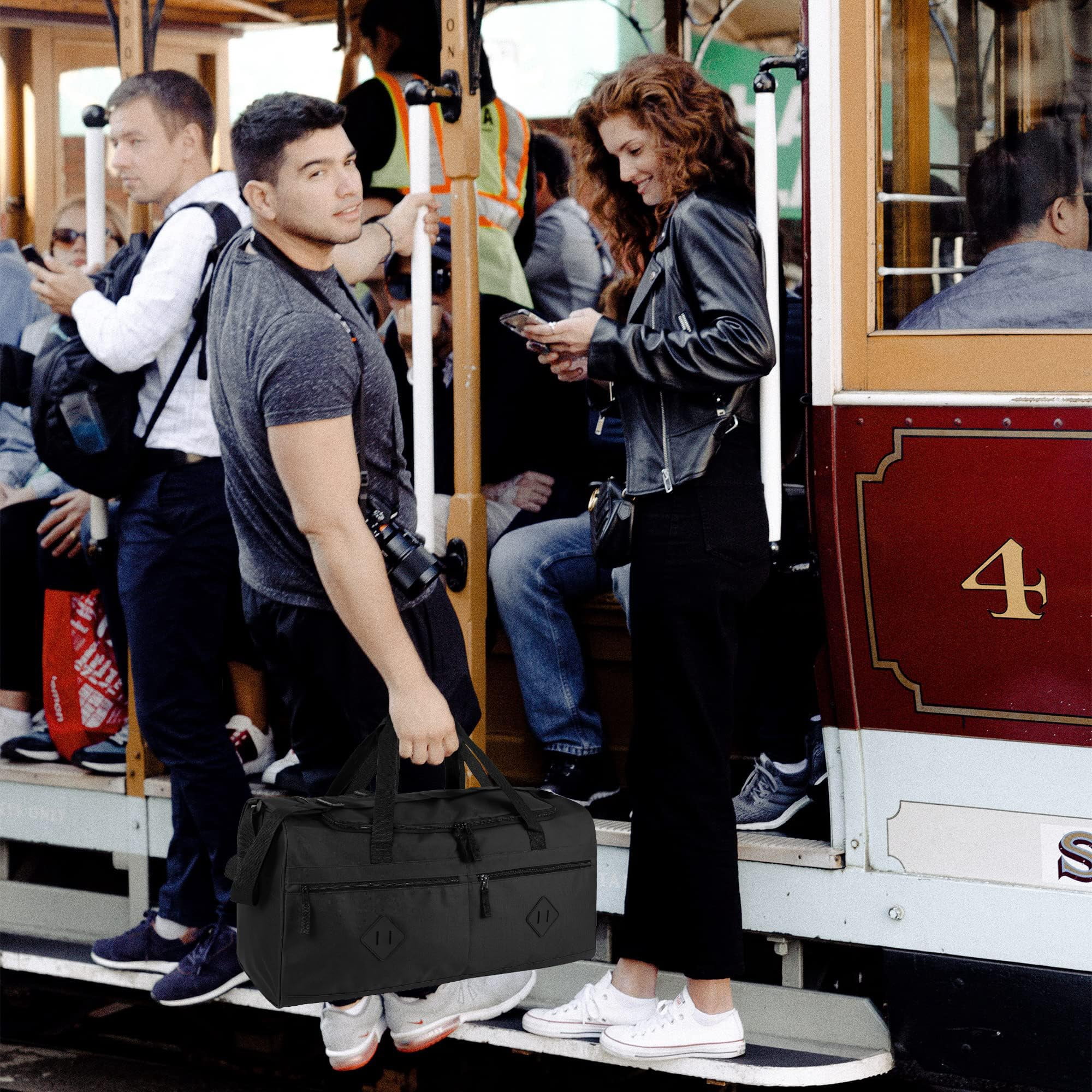 Bulk Multi Pocket Duffle Bags by the Case 24 Pack Wholesale Duffels for the Gym, as Sports Bag, for Homeless Men, Women, and Travel