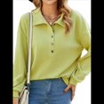 thumbnail image 1 of Sudadera Tipo Túnica de Larga Holgada para Mujer, Cuello Abotonado, Color Liso, para Invierno Verde M, 1 of 8