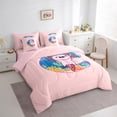 thumbnail image 3 of Manfei Girl Personalized Gifts 7pcs Bedding Comforter Set,Colorful Letter C Queen Bedding Sets,Cartoon Axolotl Watercolor Croal Queen Sheet Sets For Princess,Lightweight Room Decoration Reversible, 3 of 8