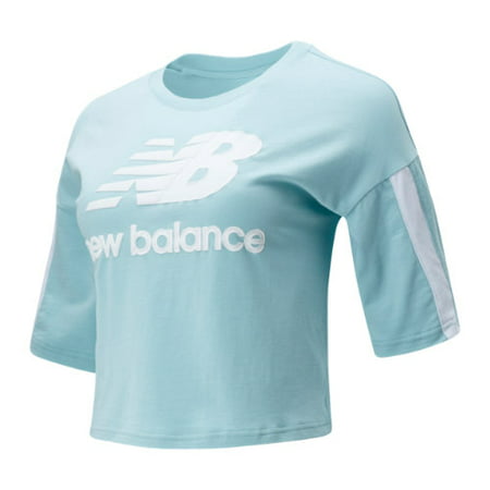 New Balance Ss Stacked T Womens Active Shirts & Tees Size L, Color: Soft Sky Blue