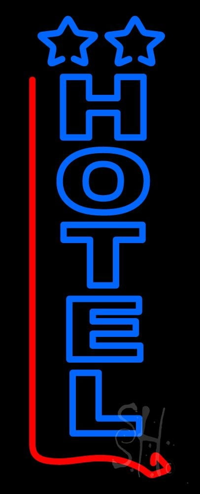 Vertical Hotel LED Neon Sign 13 x 32 - inches, Black Square Cut Acrylic ...