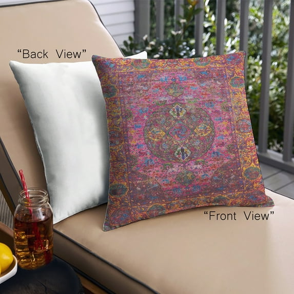 Ahgly Company Outdoor Square Mid-Century Modern Throw Pillow, 18 inch by 18 inch
