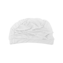 Unique Bargains 1 Pc Pleated Style  Swim Cap 5.91"x9.25" White
