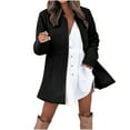 thumbnail image 2 of Dealovy Womens Trench Coat Mid-Length Coats Open Front Cardigan Casual Tweed Jackets Fleece Winter Clothes, 2 of 6