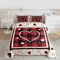 thumbnail image 2 of Manfei Cartoon Loves Pattern Full Size Comforter Sets,Modern Geometric Checkered Bedding Comforter Set,Red Black Beige Bedding Sets For Girls Boys,Luxury Bedroom Decor Reversible,3-Piece, 2 of 8
