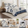thumbnail image 6 of Twin Quilt Set 68''x86'', Navy Blue Coastal Lightweight Summer Bedspread Coverlet Set with 2 Pillow Shams, Ocean Nautical Starfish Coral Striped Breathable All Season Quilt Bedding for Dorm/Bedroom, 6 of 9