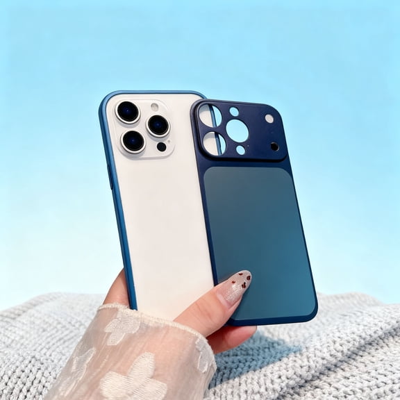 For iPhone 16 Pro Phone Case,2-in-1 Detachable Metal Back   Metal Bumper,Ultra Slim Glossy Shockproof Anti-fall Anti-Scratch Drop Protection,Shape Like iPhone 17 Pro,Durable Phone Case,Blue