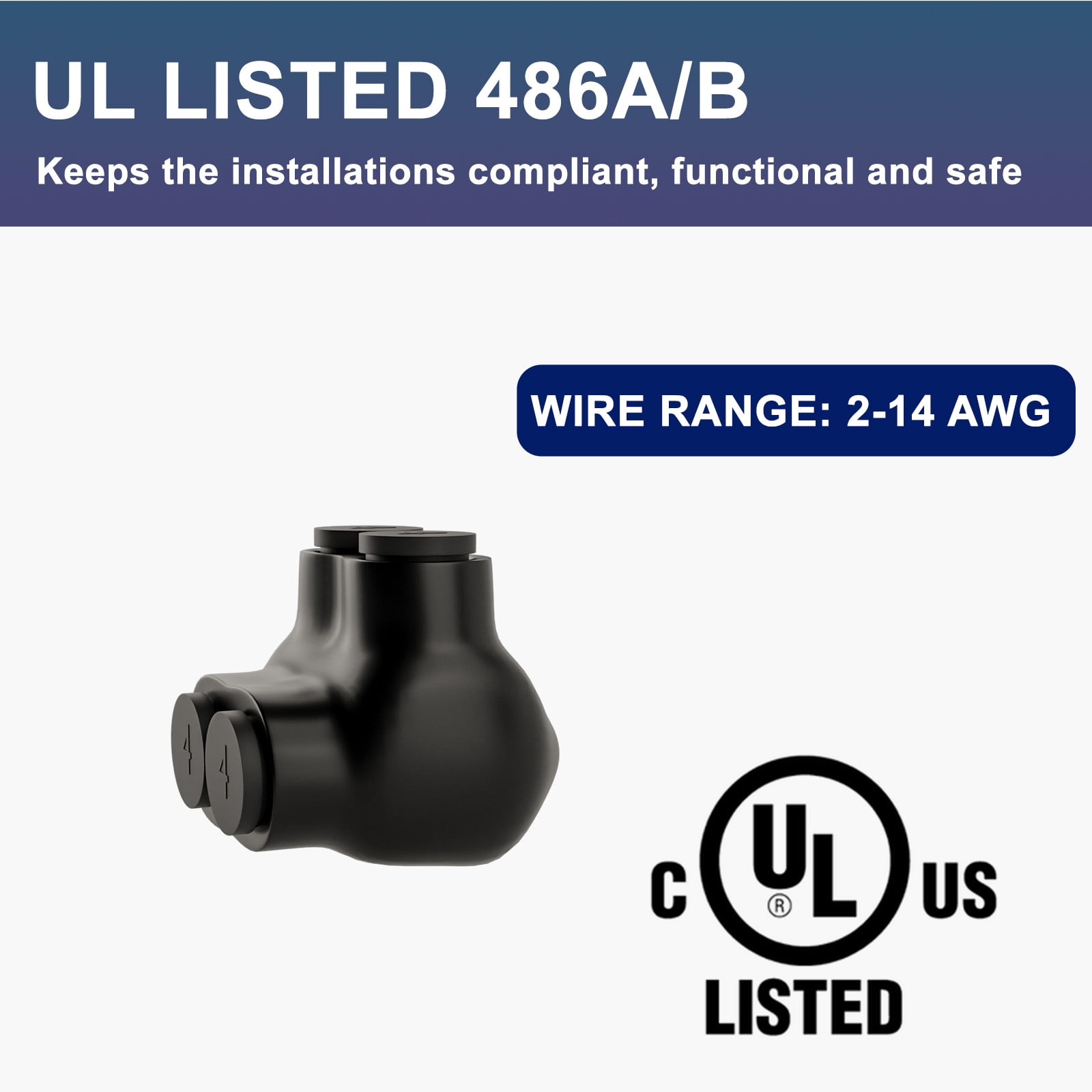 5 Pcs Insulated Multi Cable Connectors 2 Port Single Entry Splice Electrical Power Connector Black Interconnect Terminals Pre Filled Wire Connectors (4-14 AWG Wire Range)