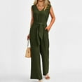 thumbnail image 2 of HXWCHs Loose Fit Jumpsuits for Women, Women's Casual Summer Jumpsuit Sleeveless Wide Leg Romper with Long Pants for Stylish Outfits XL Green, 2 of 8